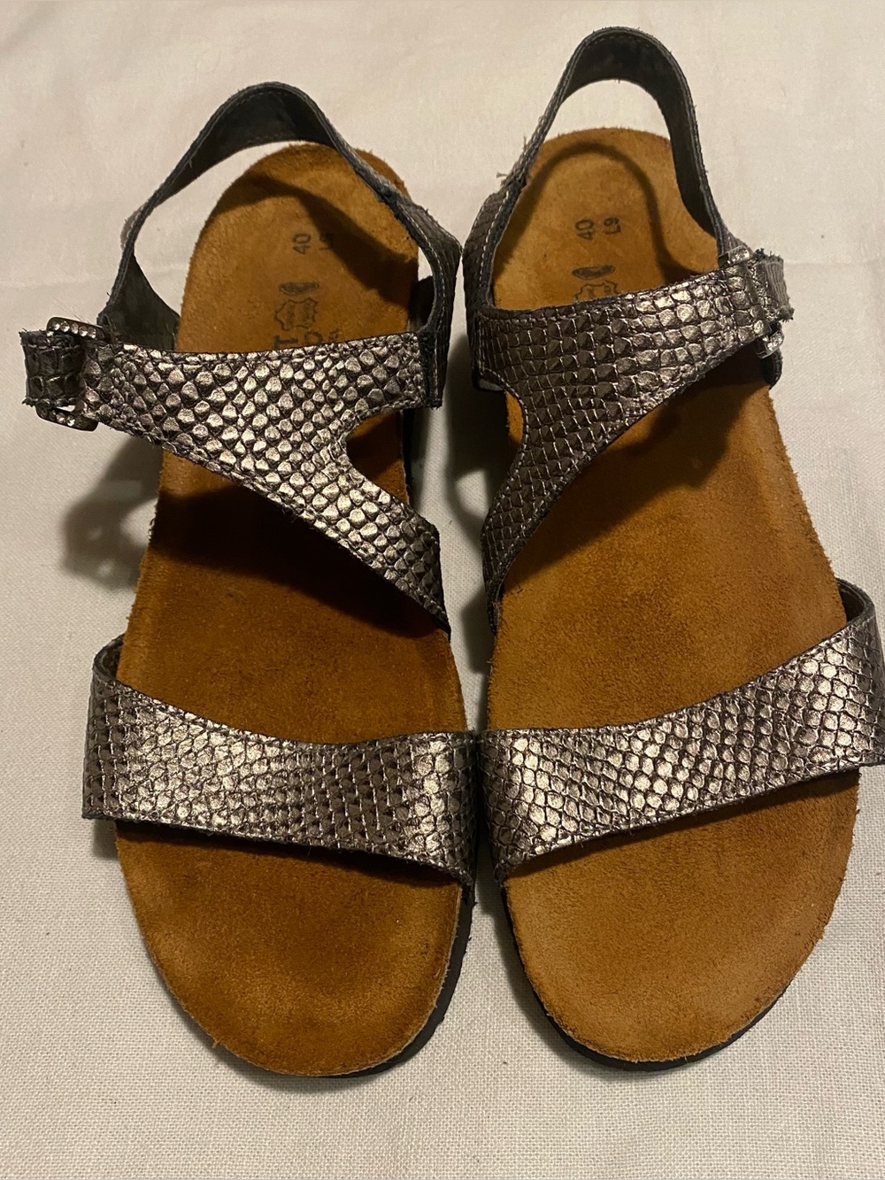 Naot Pamela Metallic Silver Sandals